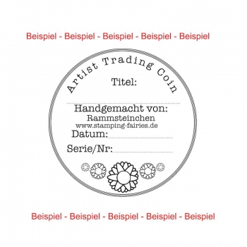 Stamping-Fairies - ATC Coin-Rückseite - Blume PERSONALISIERT